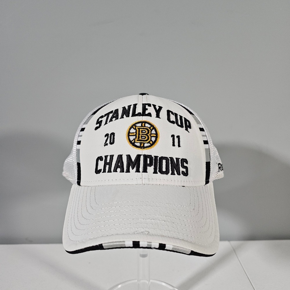 Reebok Hat Mens OSFA White Boston Bruins 2011 Stanley Cup Champions Trucker Cap